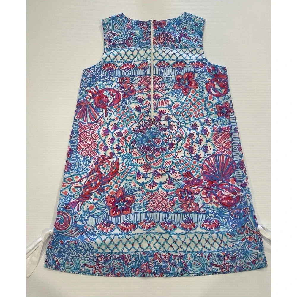 Lilly Pulitzer Girls Classic Shift Dress Size 10 M‎ Seashells Lobster &Flowers